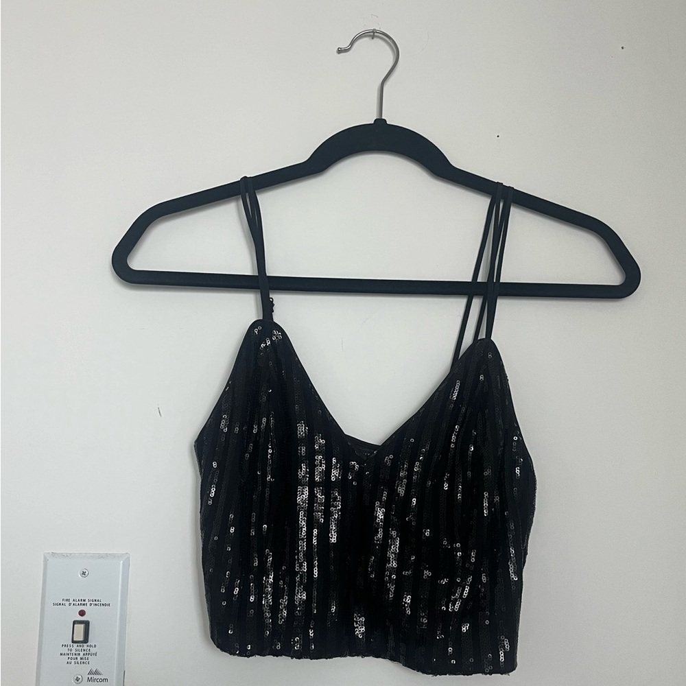 Black sequin Guess crop top